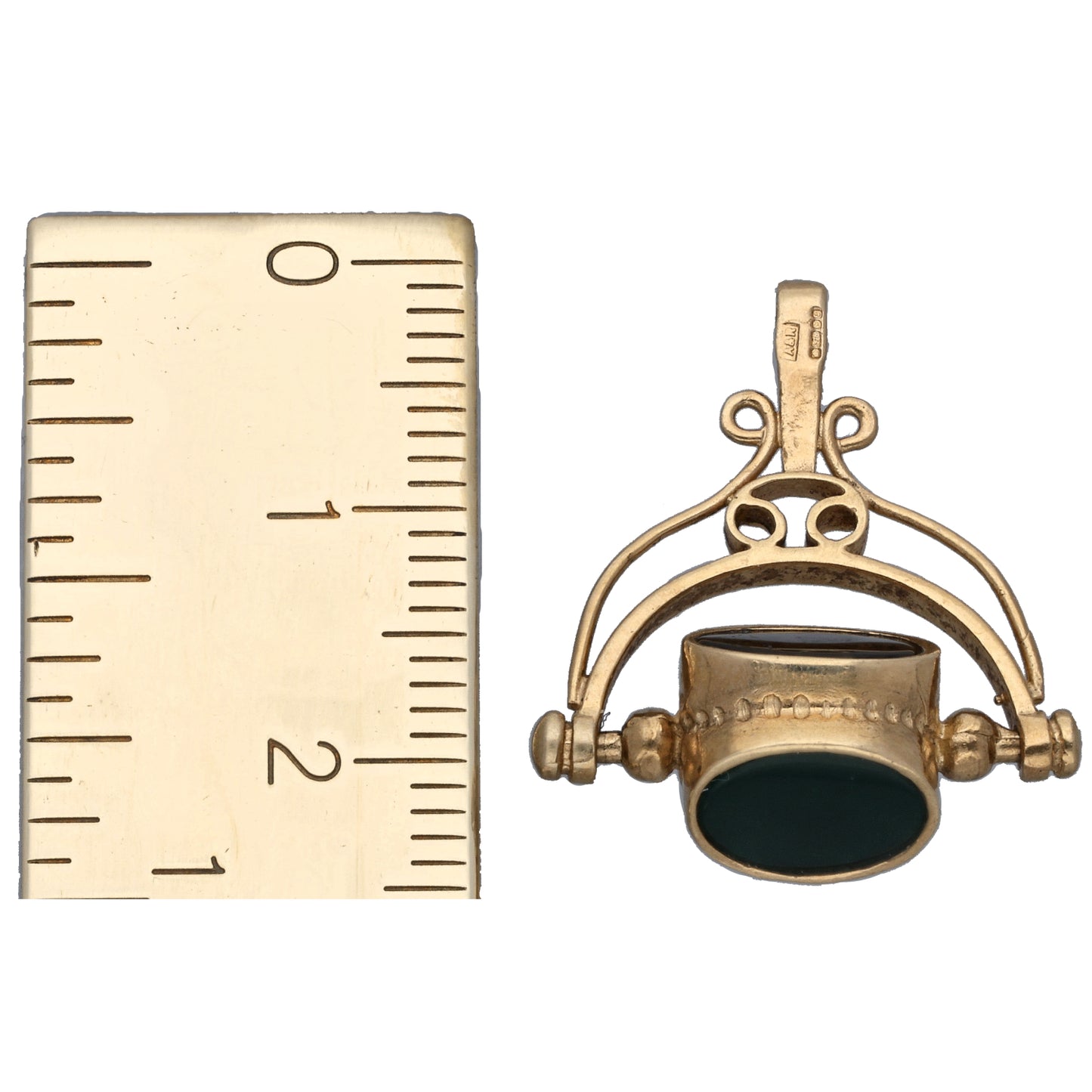 9ct Gold Carnelian, Bloodstone & Onyx Fob Pendant