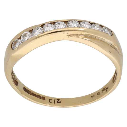 9ct Gold Cubic Zirconia Half Eternity Ring Size O