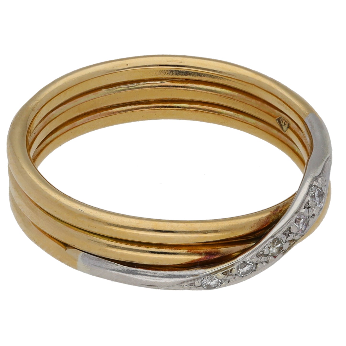 9ct Bicolour Gold 0.05ct Diamond Dress/Cocktail Ring Size M