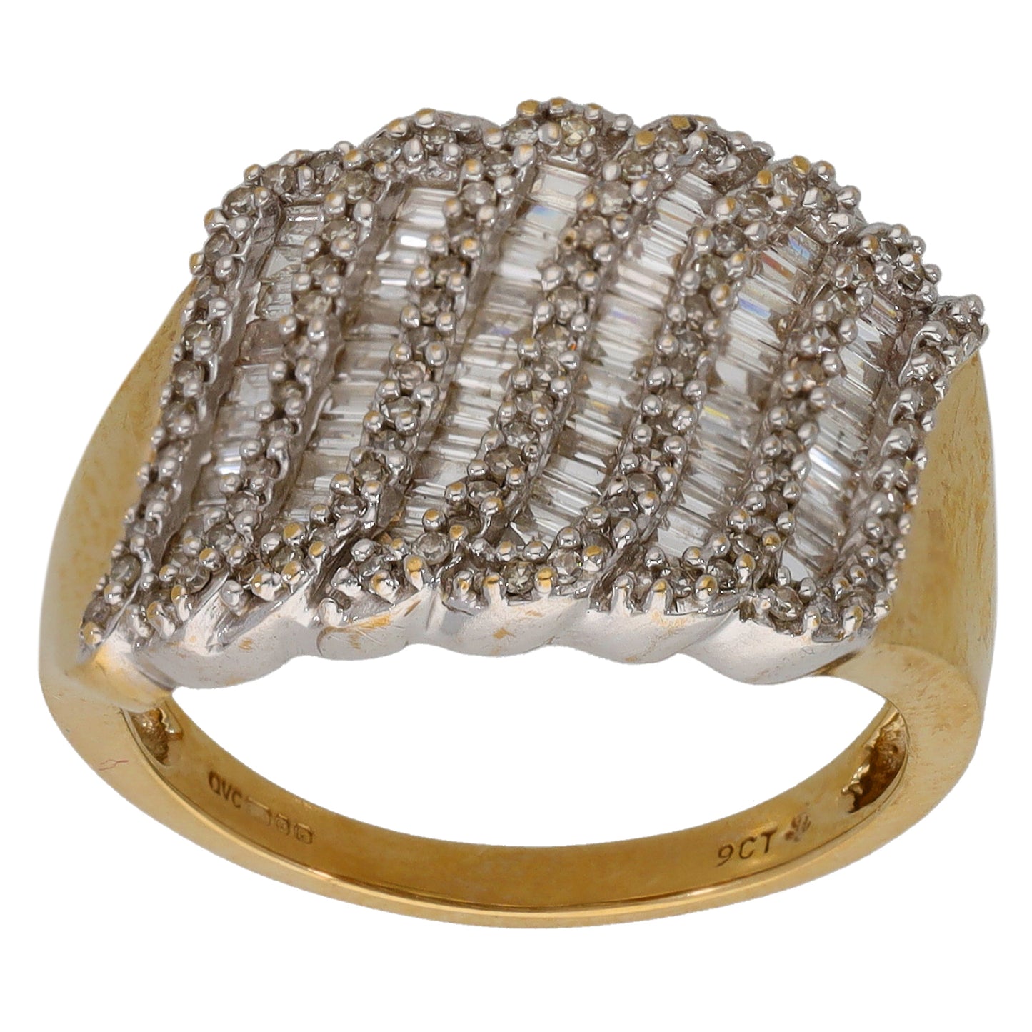 9ct Gold 1.05ct Diamond Dress/Cocktail Ring Size R
