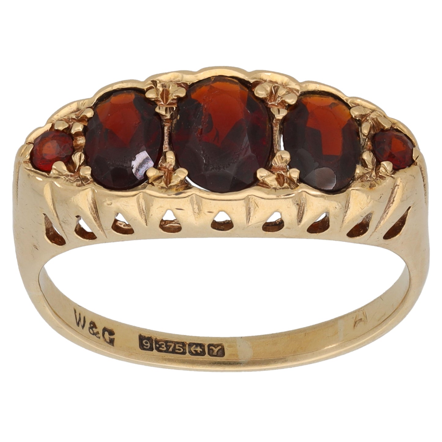 9ct Gold Garnet Dress/Cocktail Ring Size S