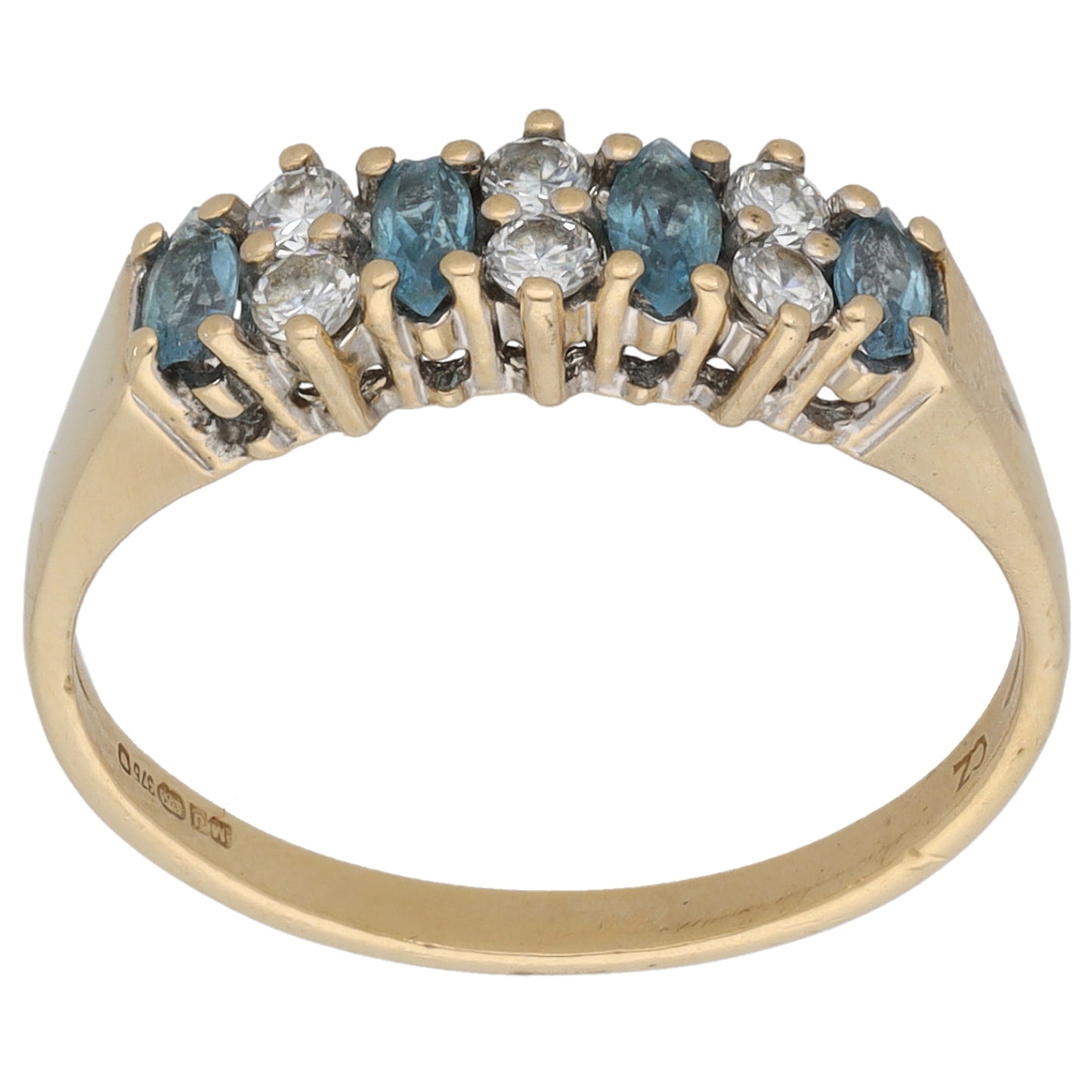 9ct Gold Topaz & Cubic Zirconia Half Eternity Ring Size N