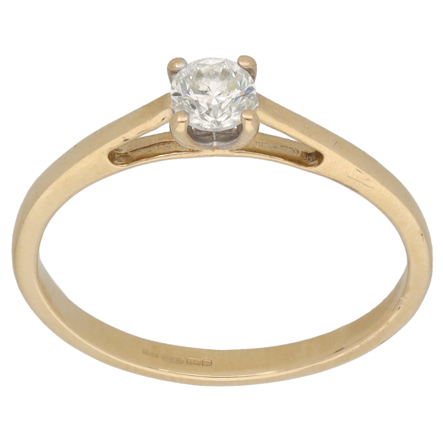 9ct Gold 0.25ct Diamond Solitaire Ring Size N