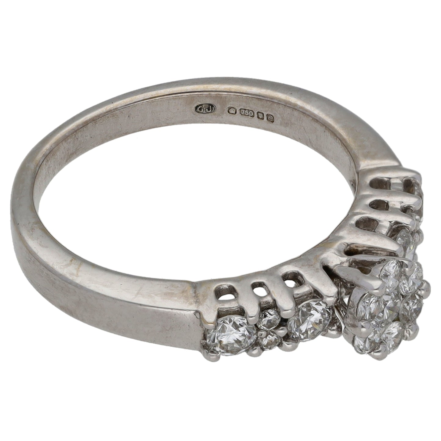 18ct White Gold 0.52ct Diamond Cluster Ring Size M