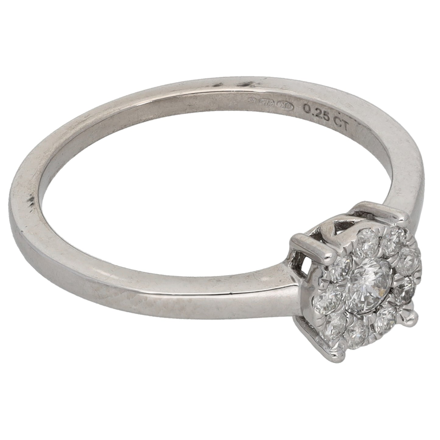 9ct White Gold 0.19ct Diamond Cluster Ring Size M