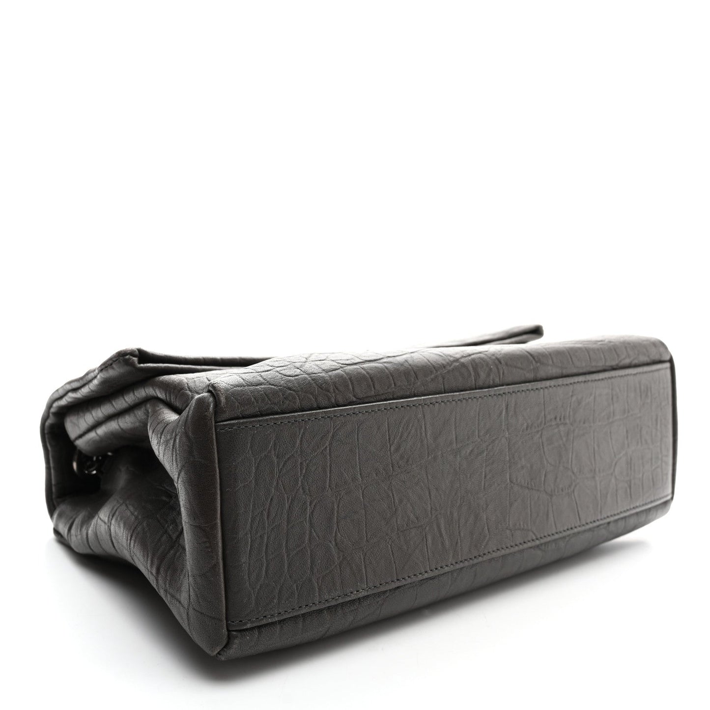 Yves Saint Laurent West Hollywood Calfskin Crocodile Embossed Leather Bag - Grey