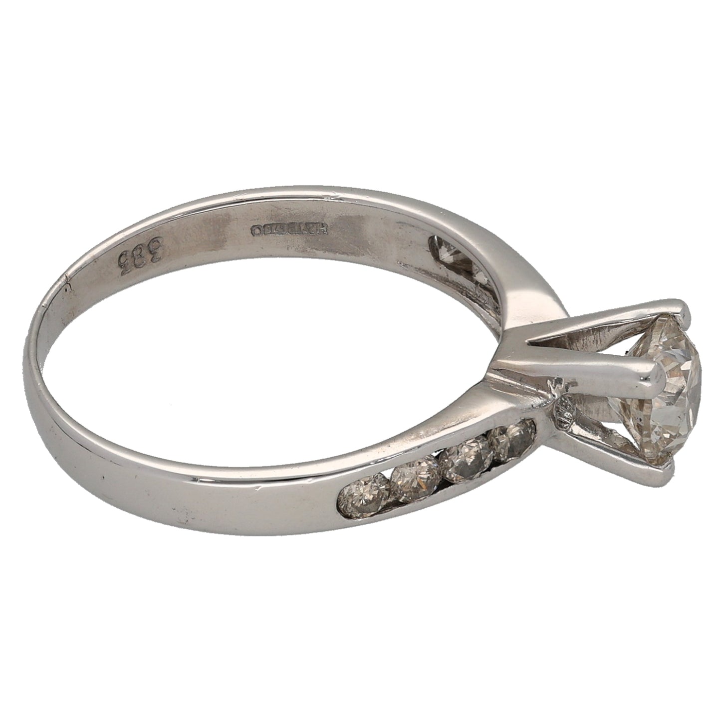 9ct White Gold 0.64ct Diamond Solitaire Ring With Accent Stones Size M