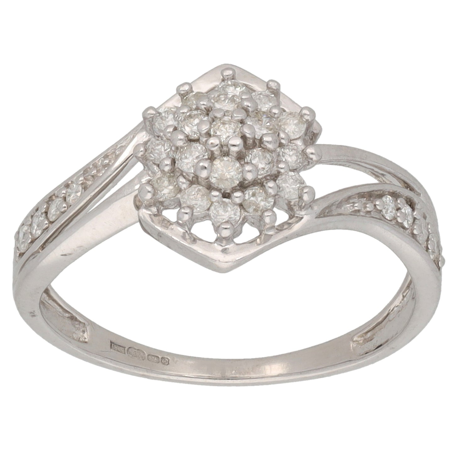 9ct White Gold 0.33ct Diamond Cluster Ring Size N