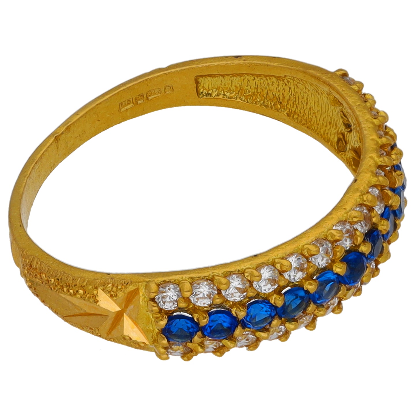 22ct Gold Imitation Gems Half Eternity Ring Size M
