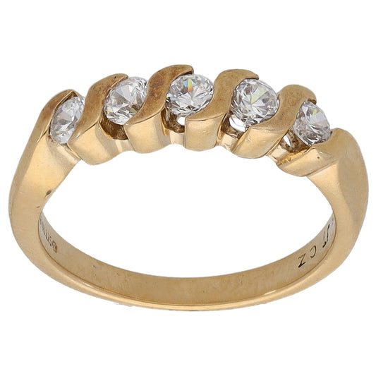 9ct Gold Cubic Zirconia Half Eternity Ring Size L