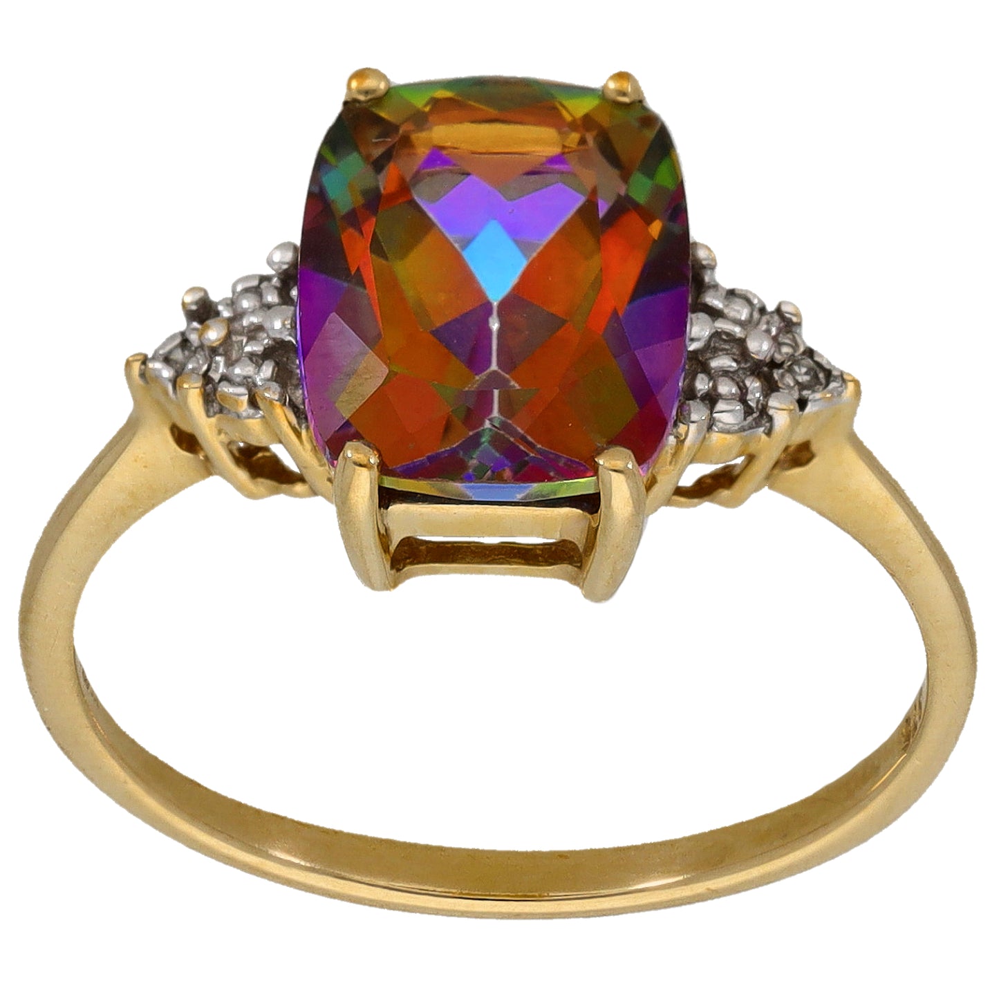 9ct Gold Coated Topaz & 0.01ct Diamond Dress/Cocktail Ring Size P