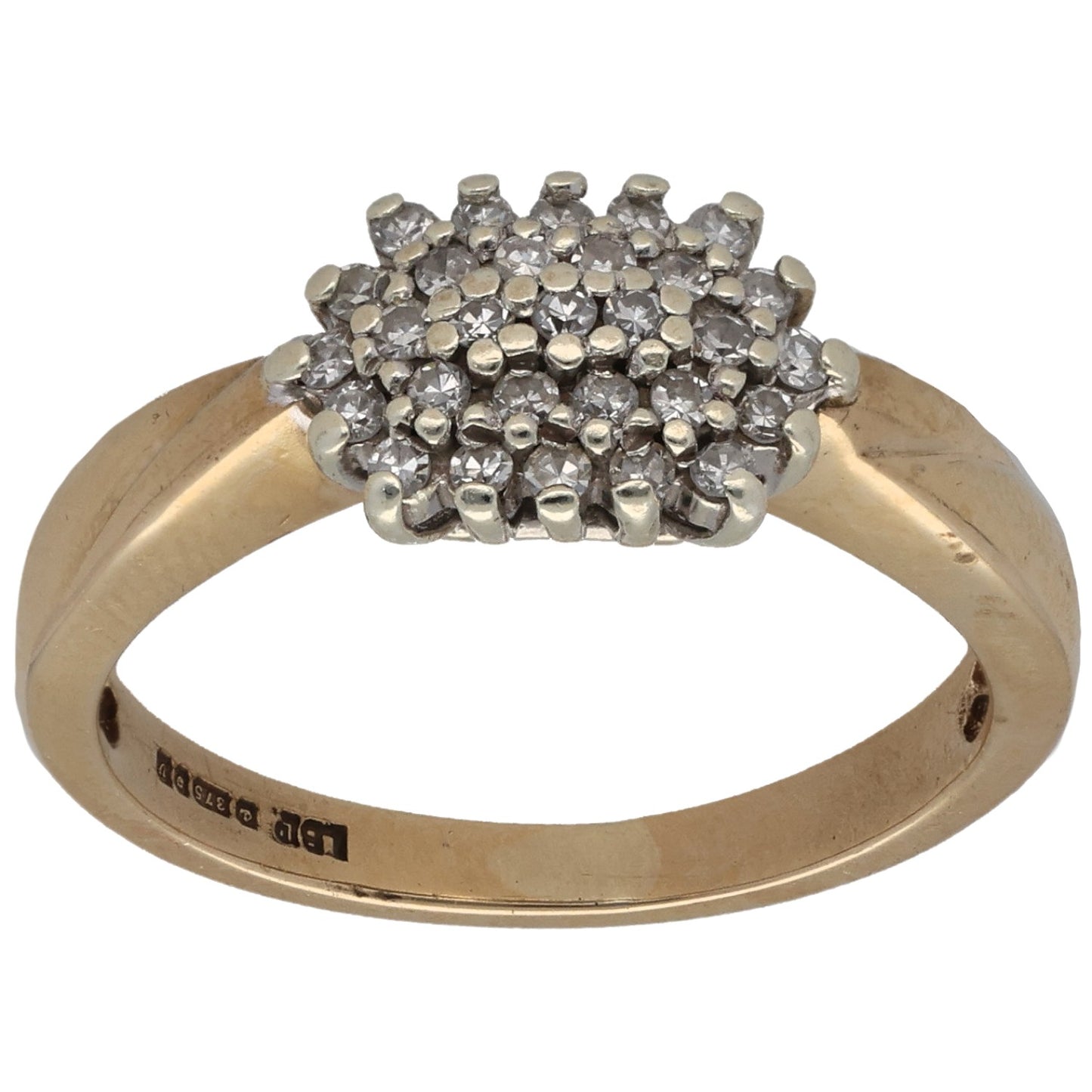 9ct Gold 0.14ct Diamond Cluster Ring Size L