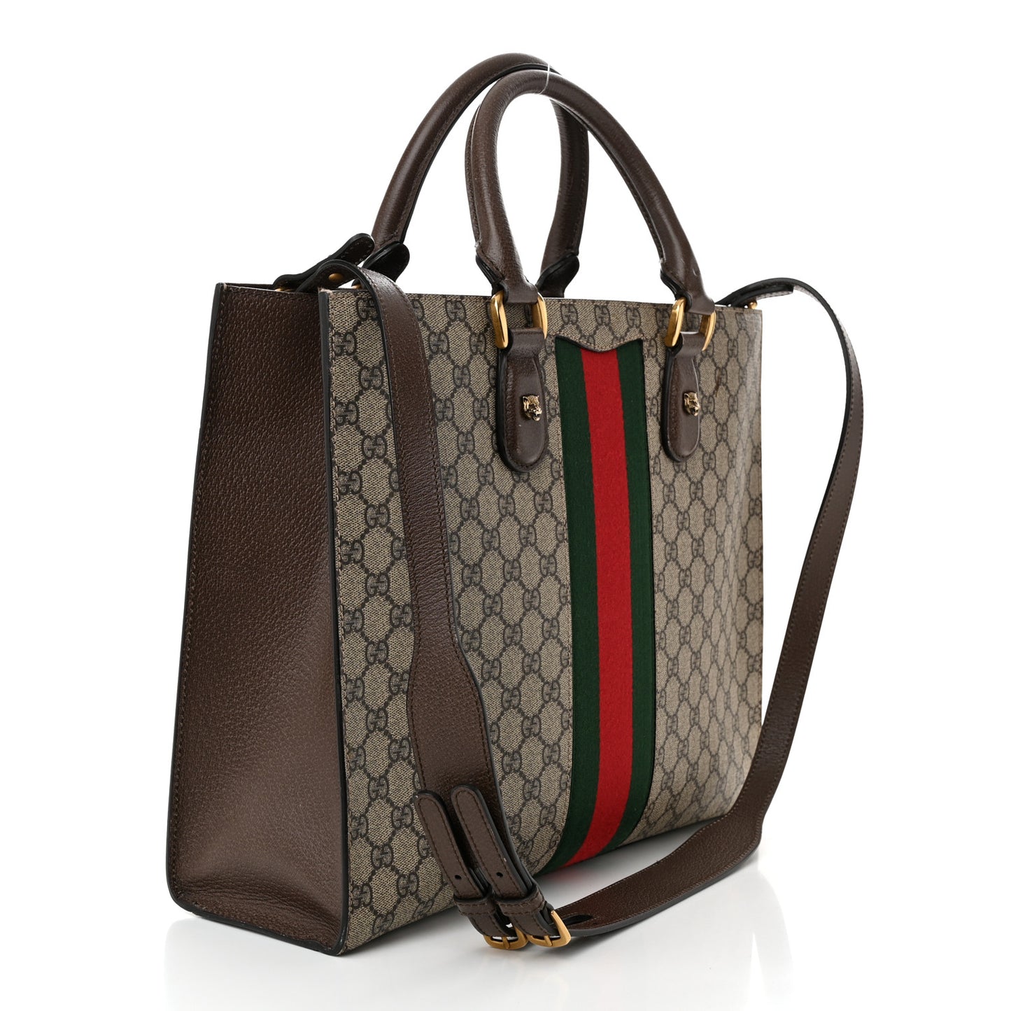 Gucci Animalier Web Top Handle Coated Canvas Bag - Beige