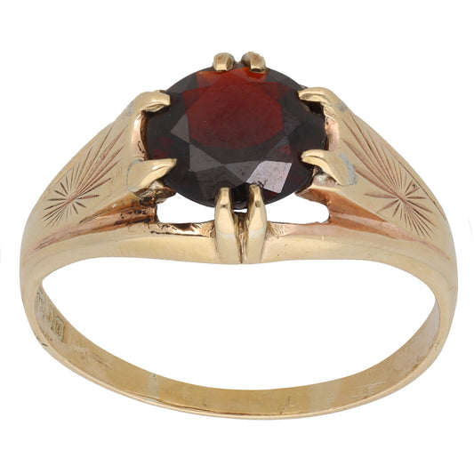 9ct Gold Garnet Single Stone Ring Size X