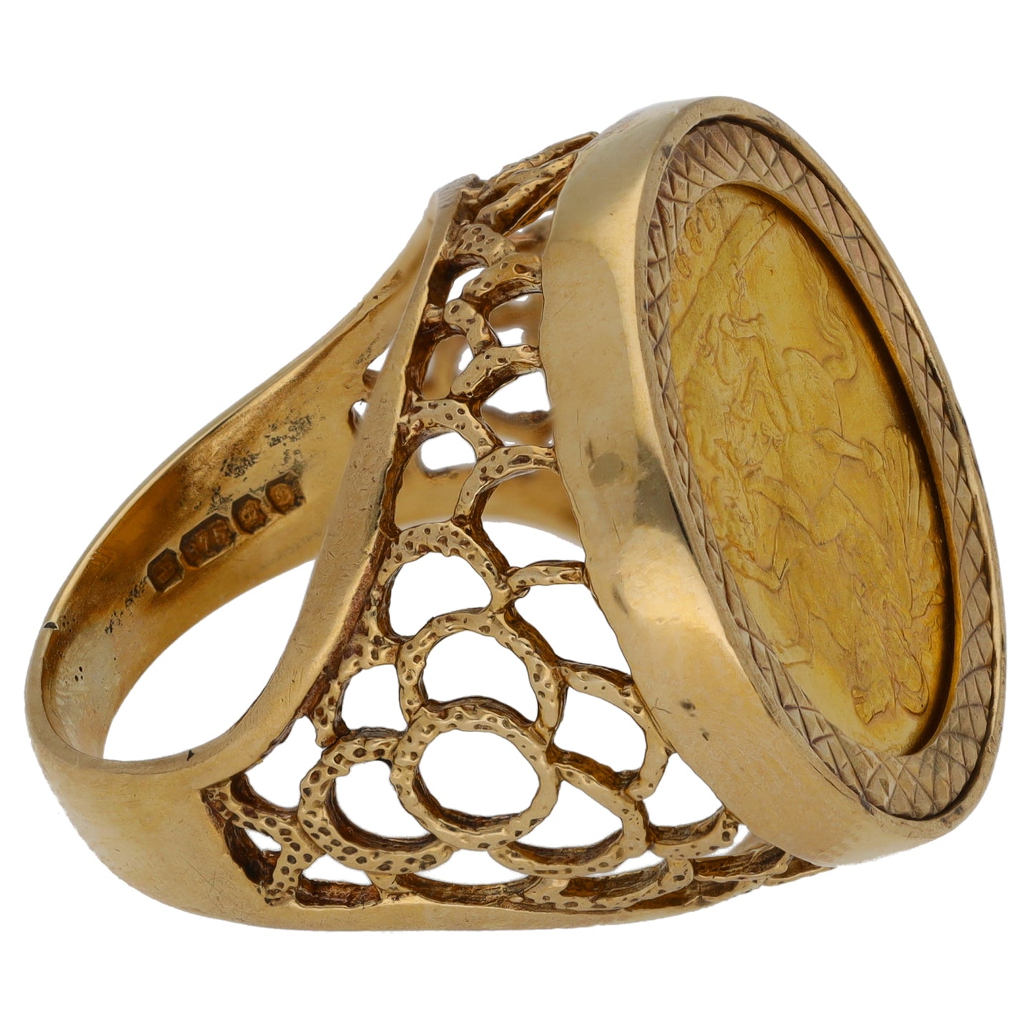 9ct Gold Coin Ring Size L