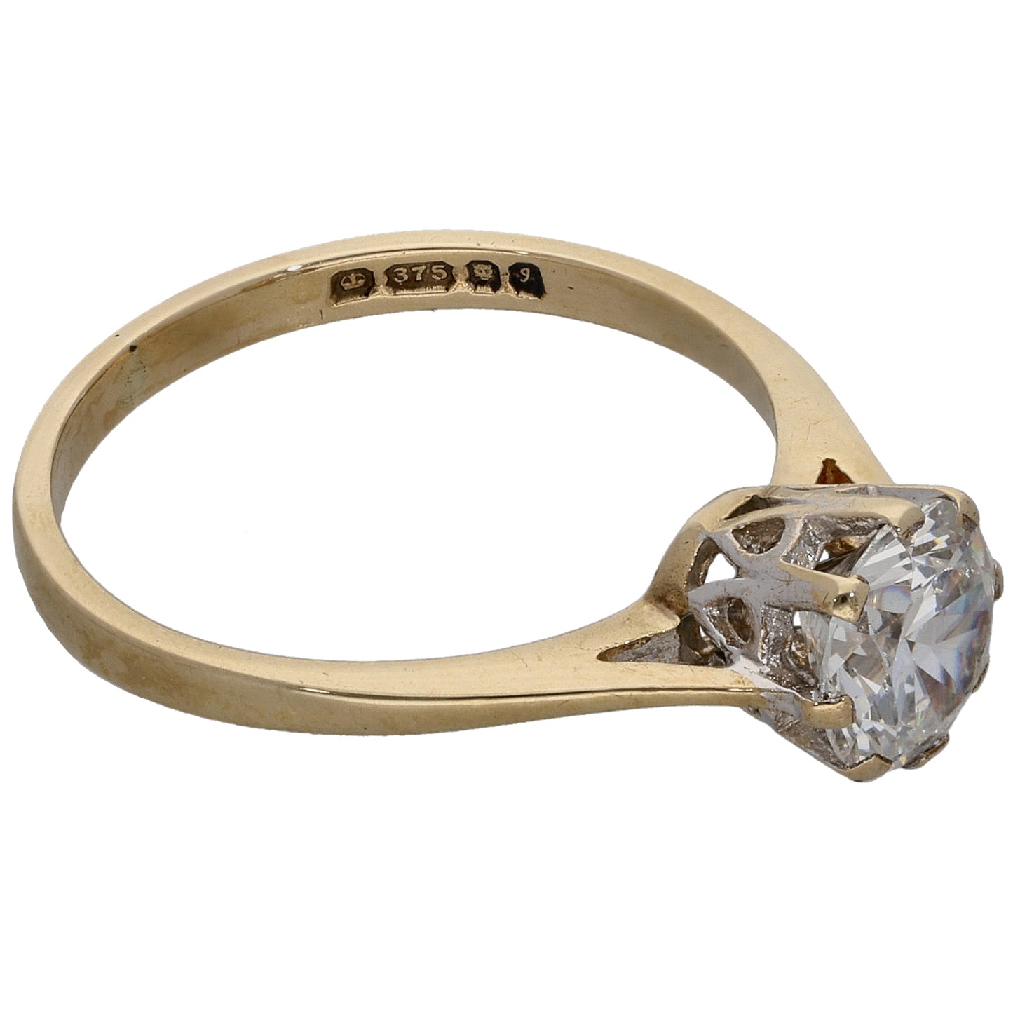 9ct Gold Cubic Zirconia Single Stone Ring Size M