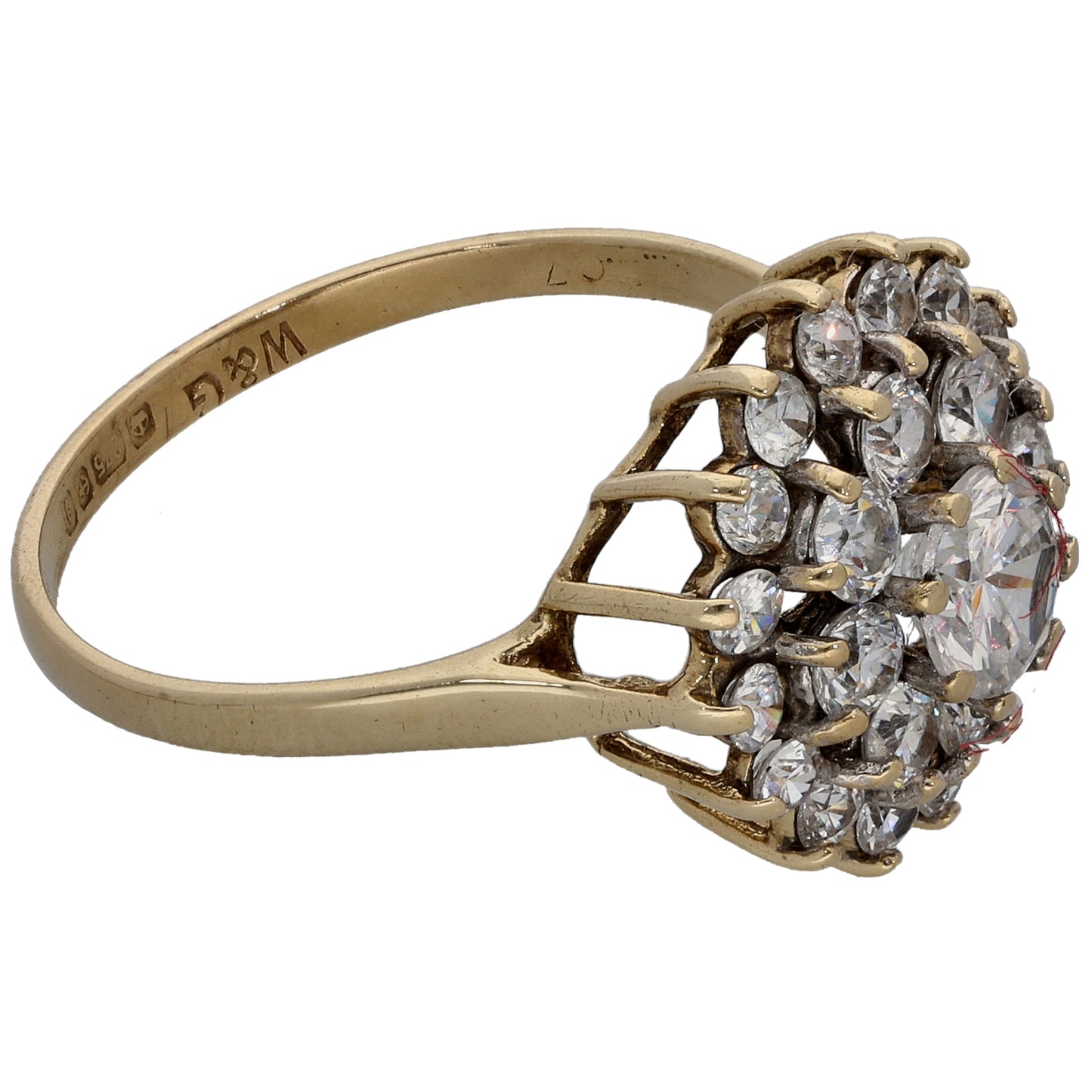 9ct Gold Cubic Zirconia Cluster Ring Size Q