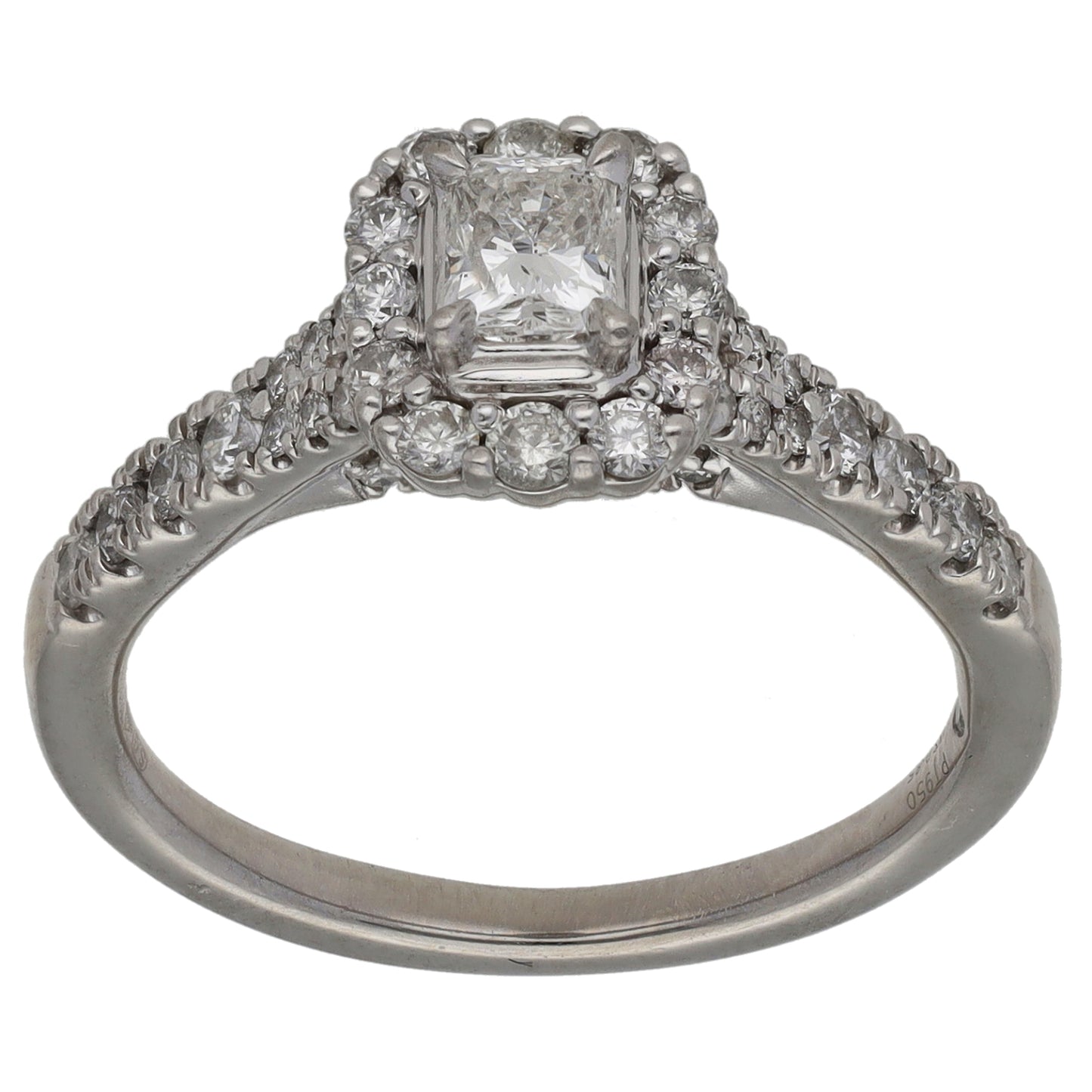 Platinum 0.85ct Diamond Halo Ring Size O
