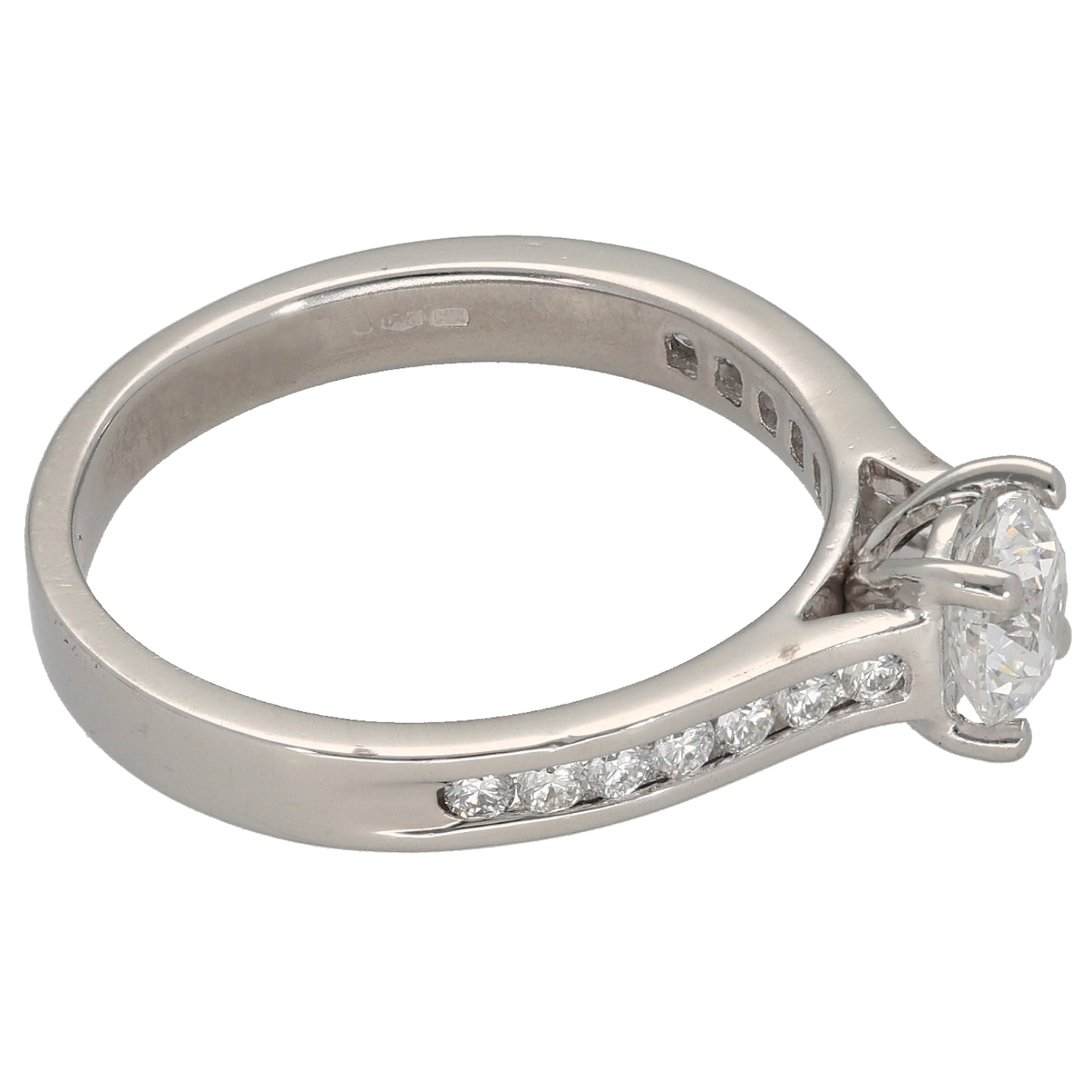 Platinum 0.98ct Diamond Solitaire Ring With Accent Stones Size N