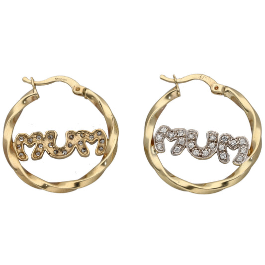 9ct Gold Cubic Zirconia Hoop Earrings