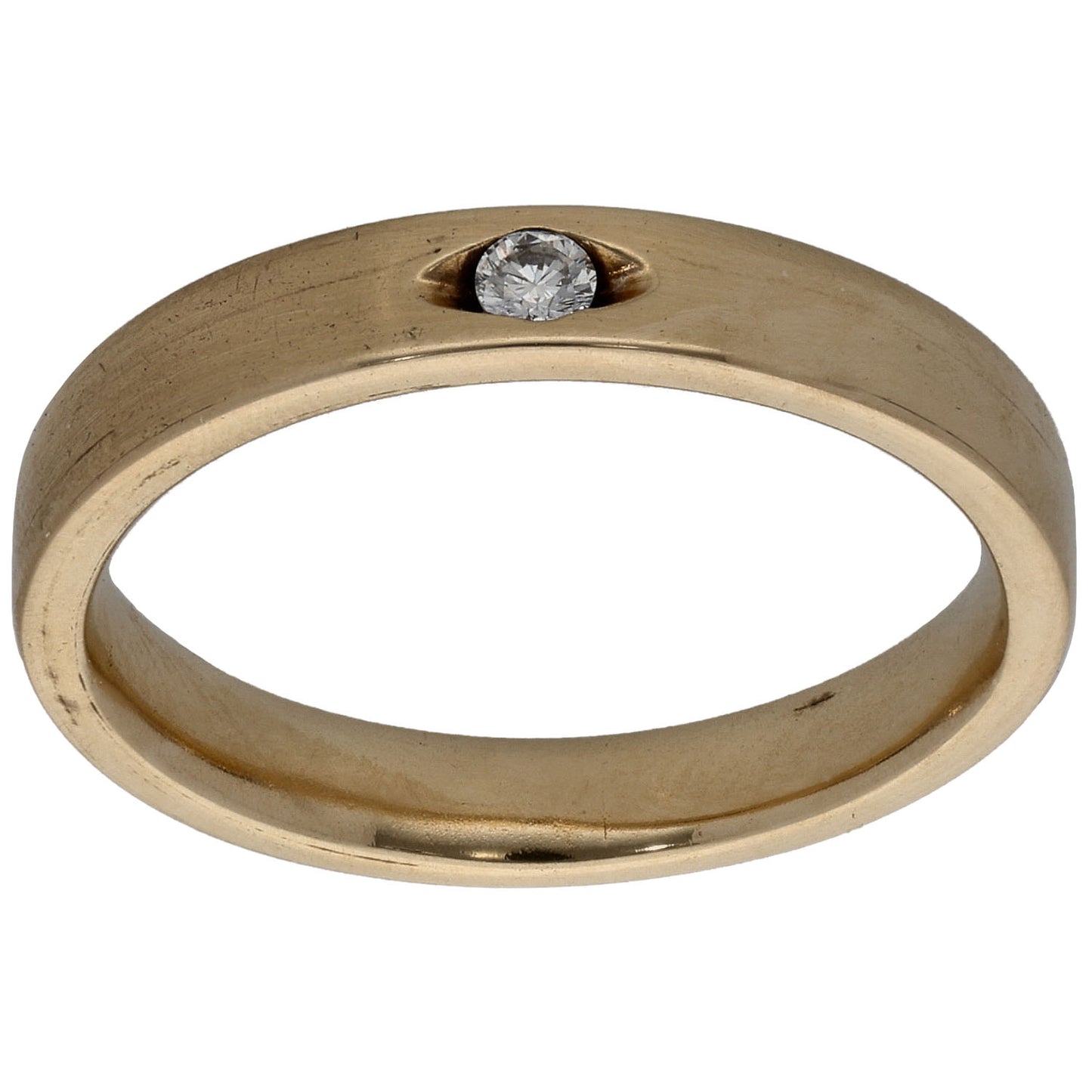 9ct Gold 0.04ct Diamond Plain Wedding Ring Size M