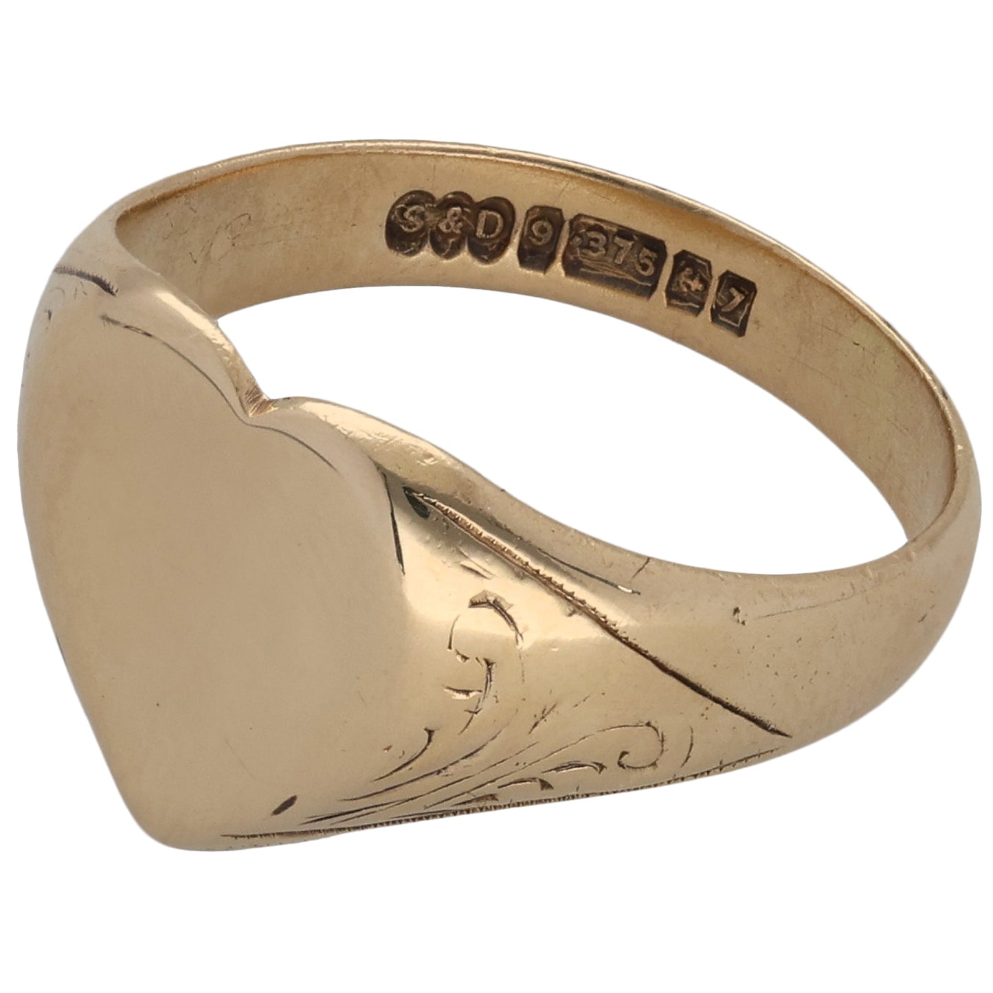 9ct Gold Patterned Signet Ring Size P