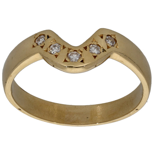 18ct Gold 0.10ct Diamond Wishbone Ring Size O