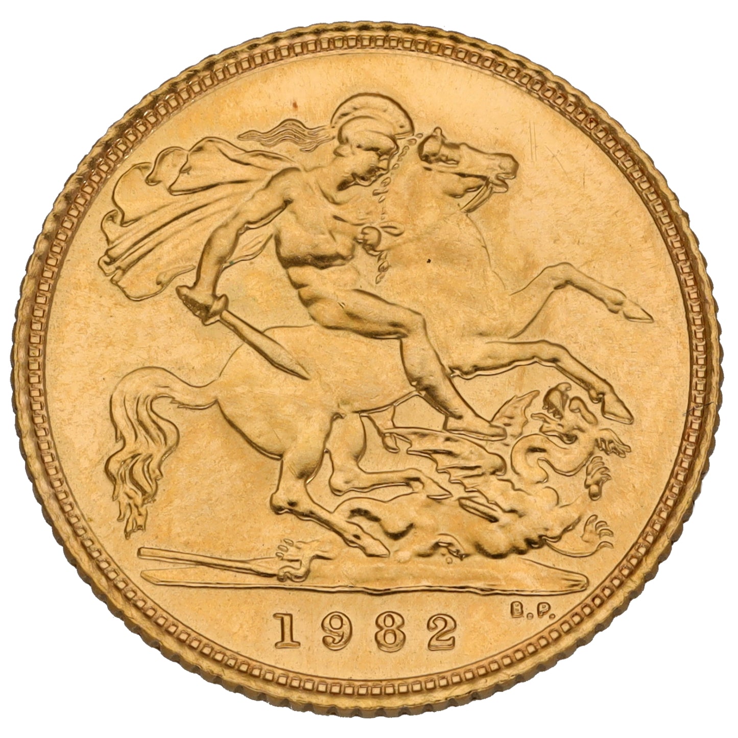 22ct Gold Queen Elizabeth II Half Sovereign Coin 1982