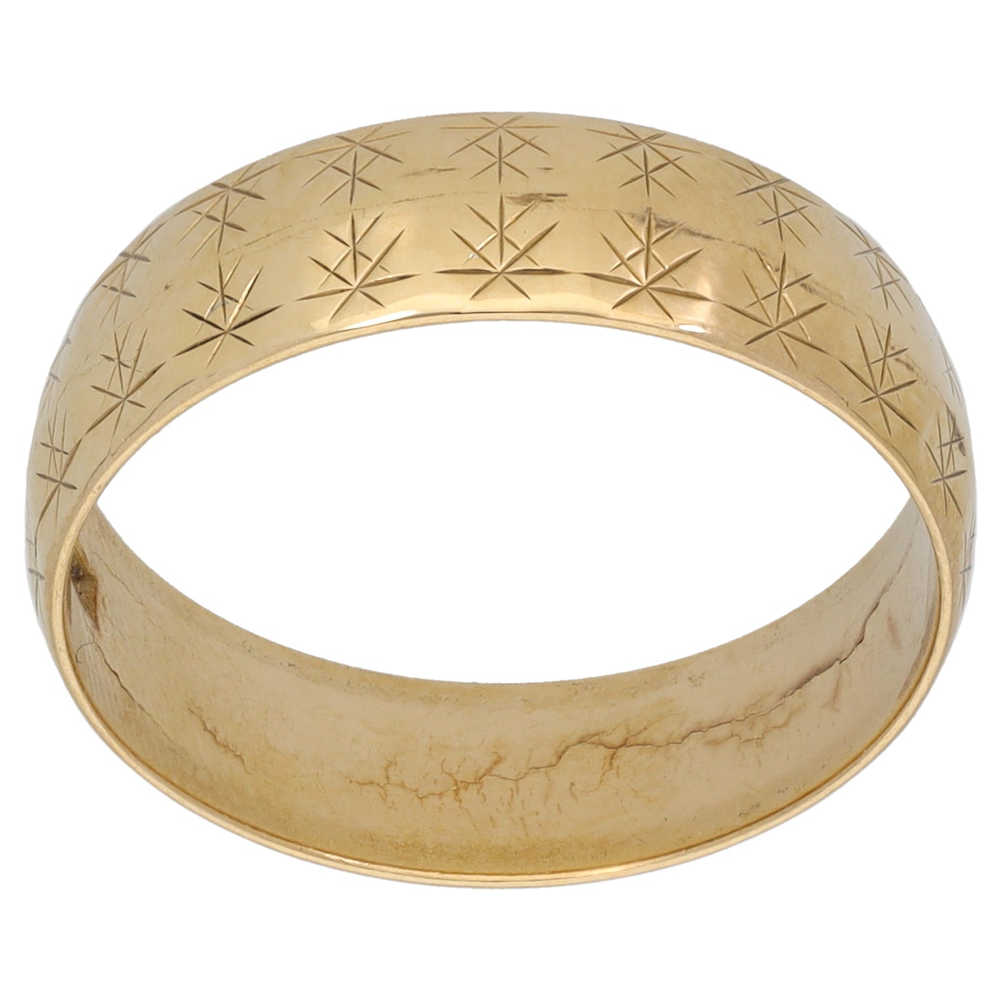 9ct Gold Patterned Wedding Ring Size O