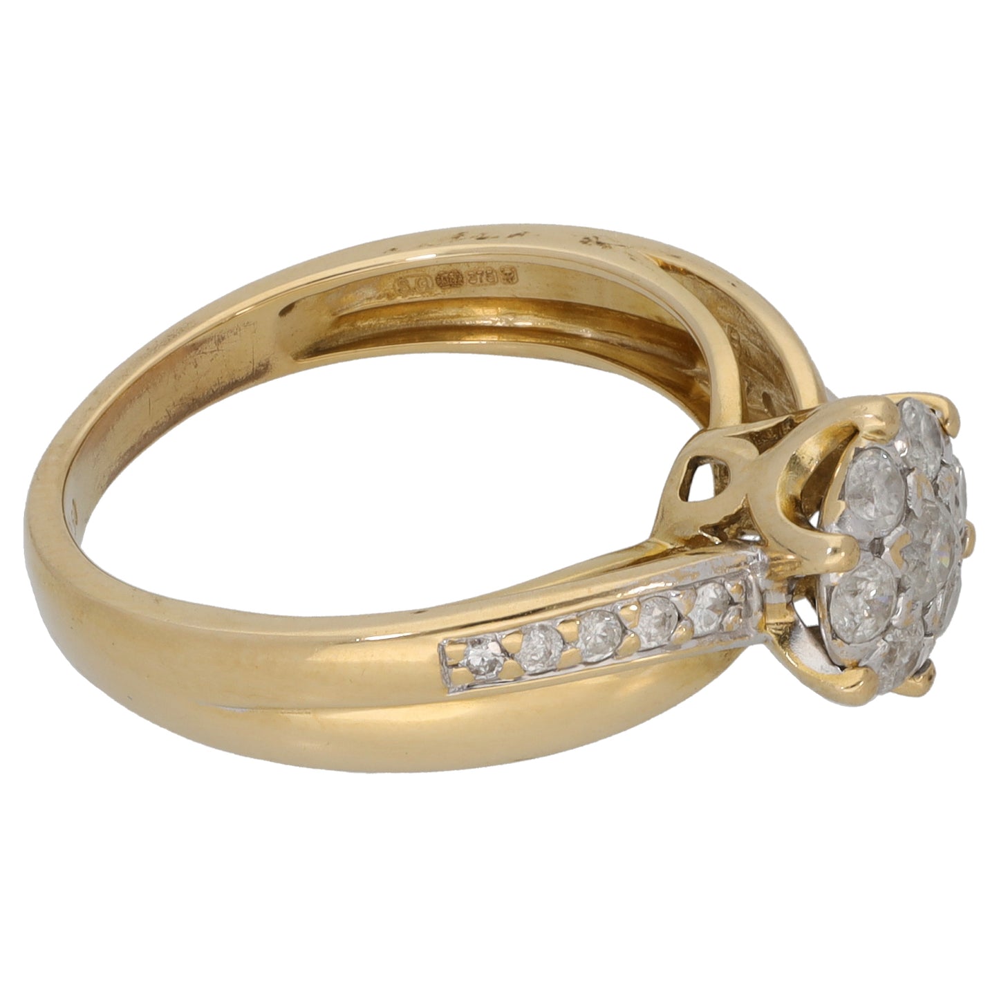 9ct Gold 0.50ct Diamond Cluster Ring Size M