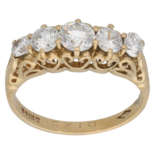 9ct Gold Cubic Zirconia Half Eternity Ring Size M