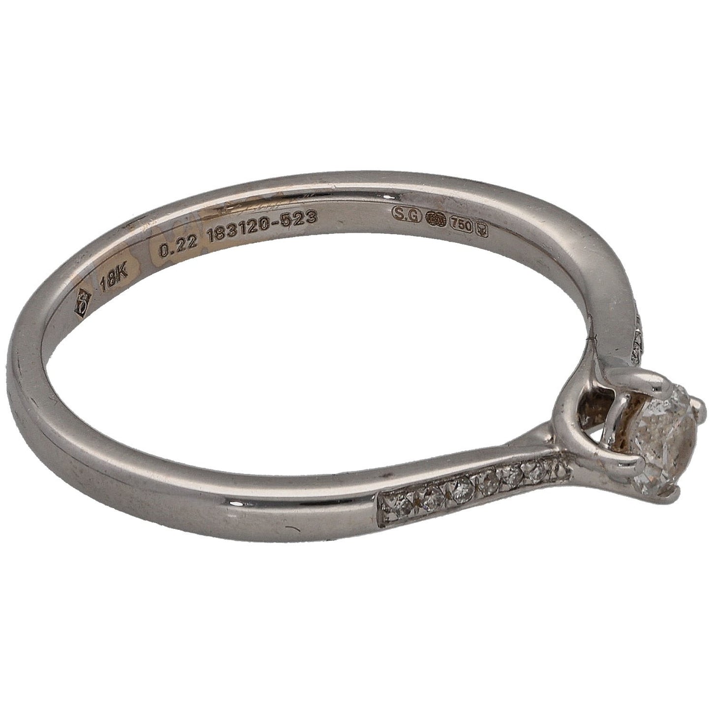 18ct Gold 0.22ct Diamond Solitaire Ring With Accent Stones Size L