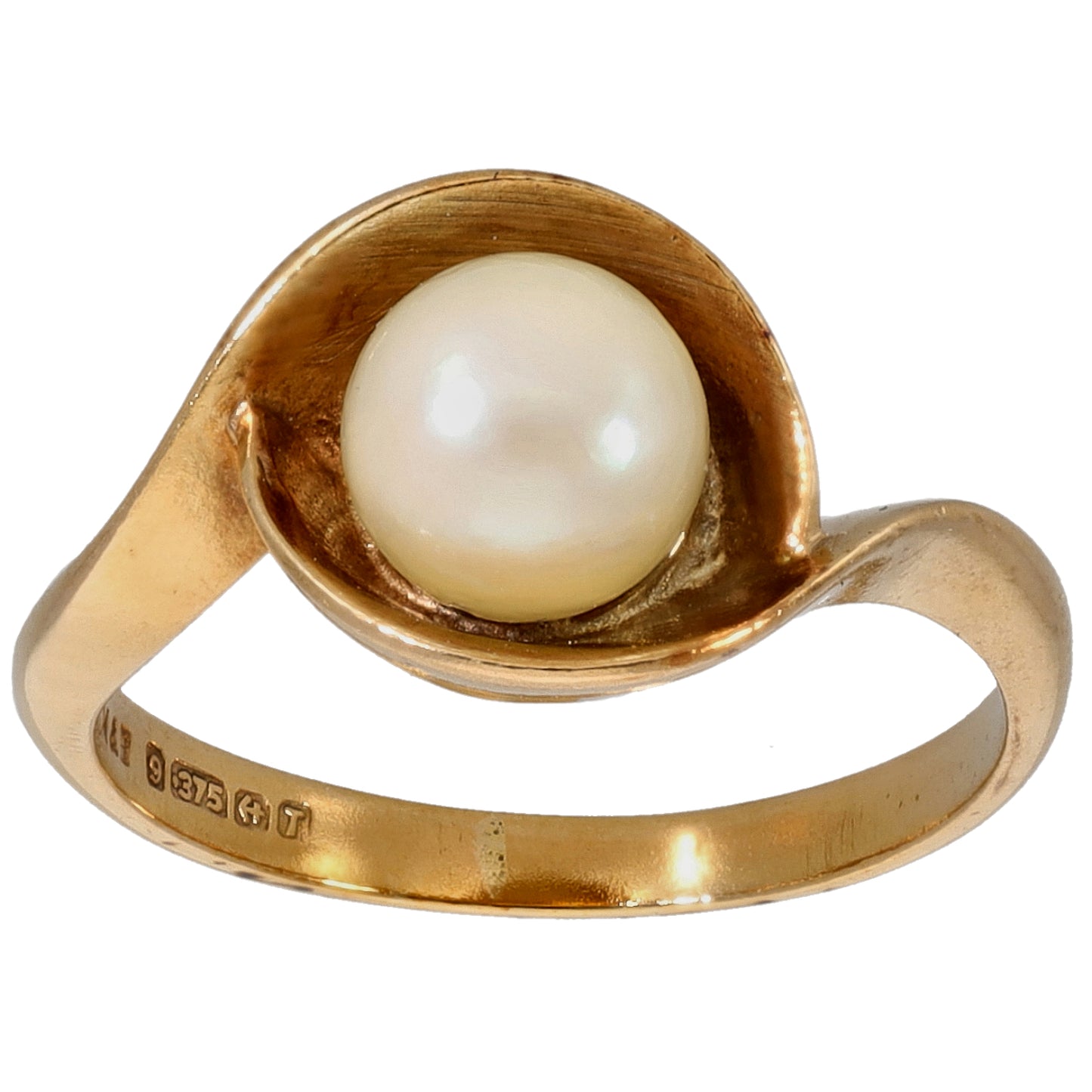 9ct Gold Cultured Pearl Single Stone Ring Size N