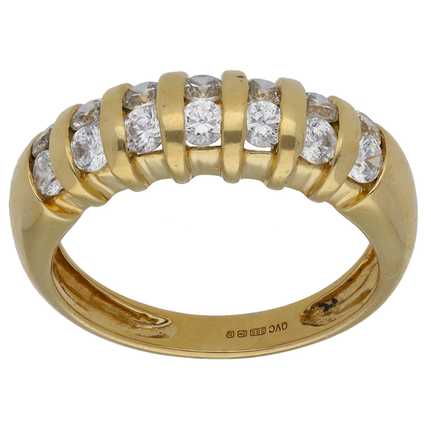 14ct Gold Cubic Zirconia Half Eternity Ring Size O