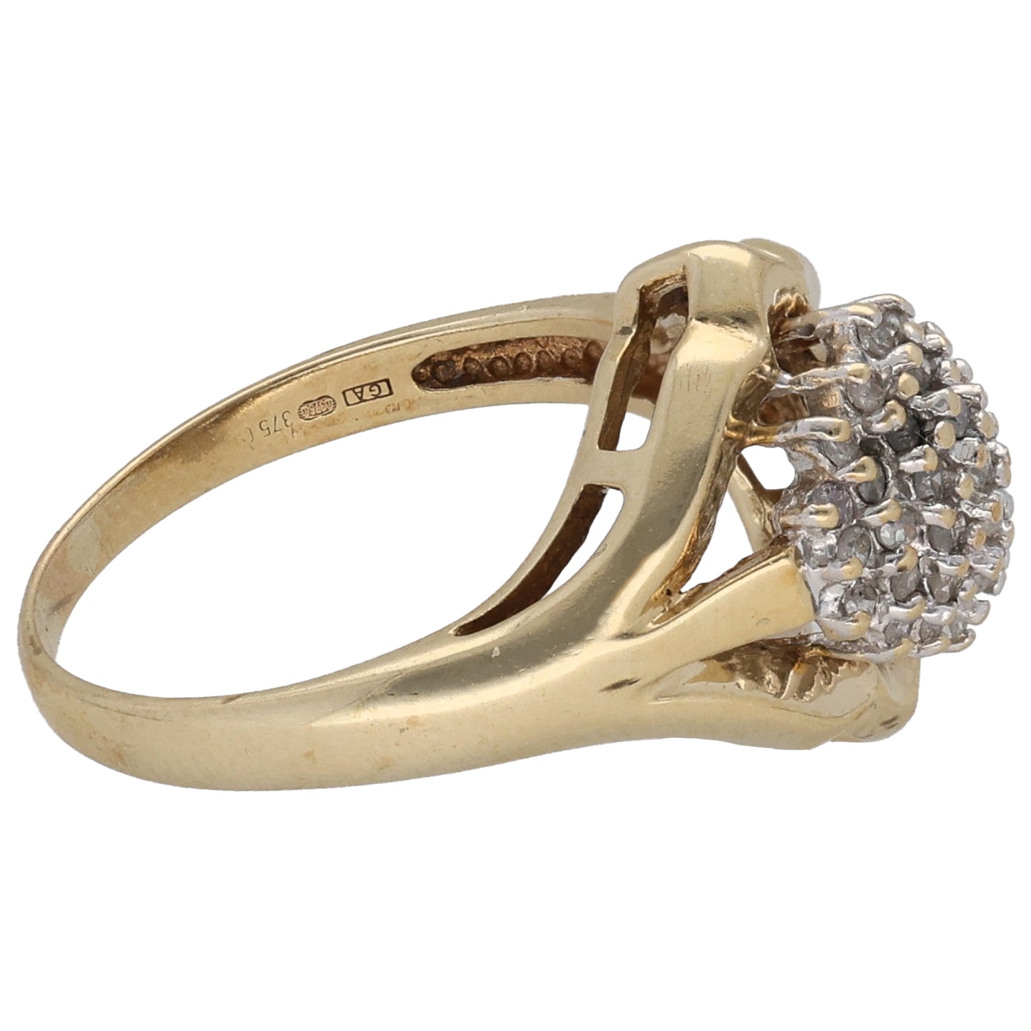 9ct Gold 0.25ct Diamond Cluster Ring Size M