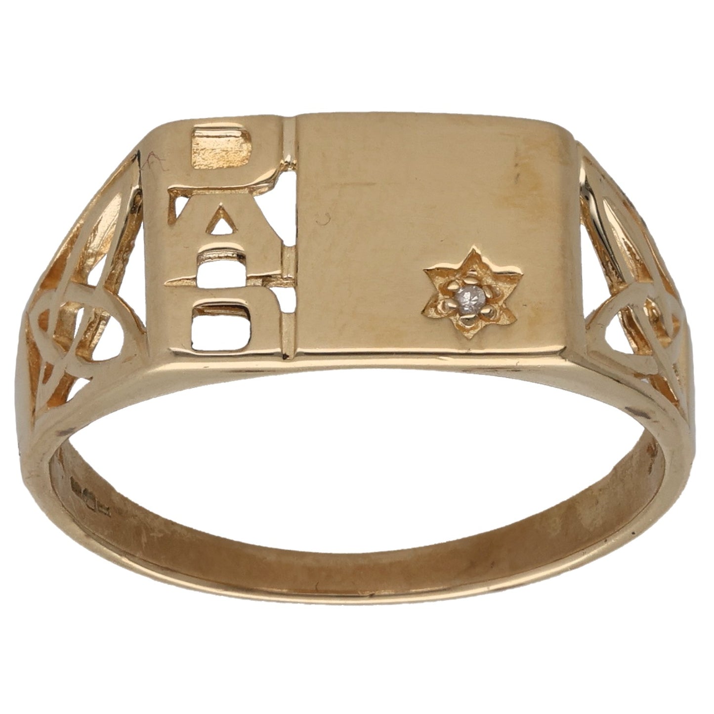 9ct Gold 0.005ct Diamond Single Stone Dad Ring Size S