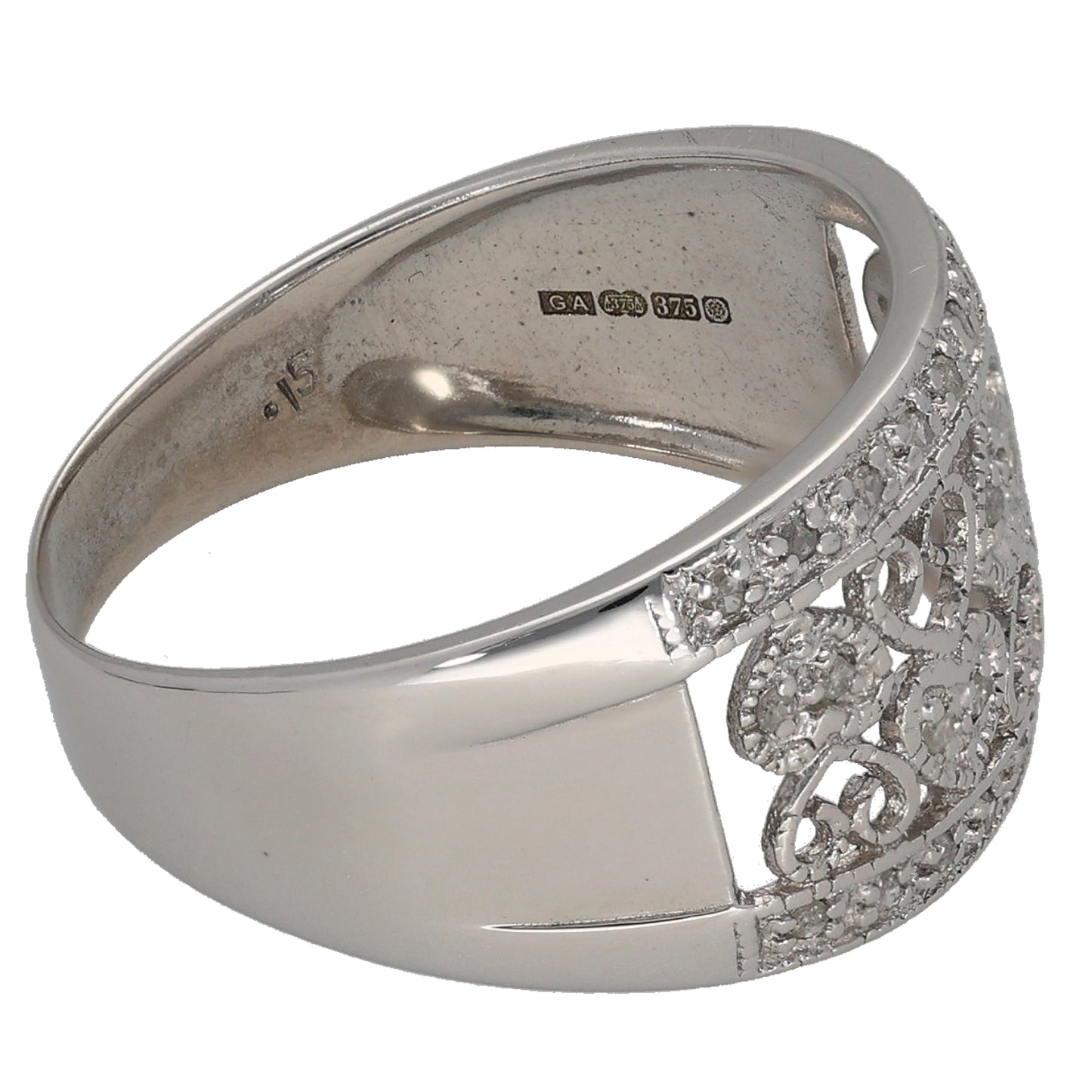 9ct White Gold 0.15ct Diamond Cluster Ring Size O