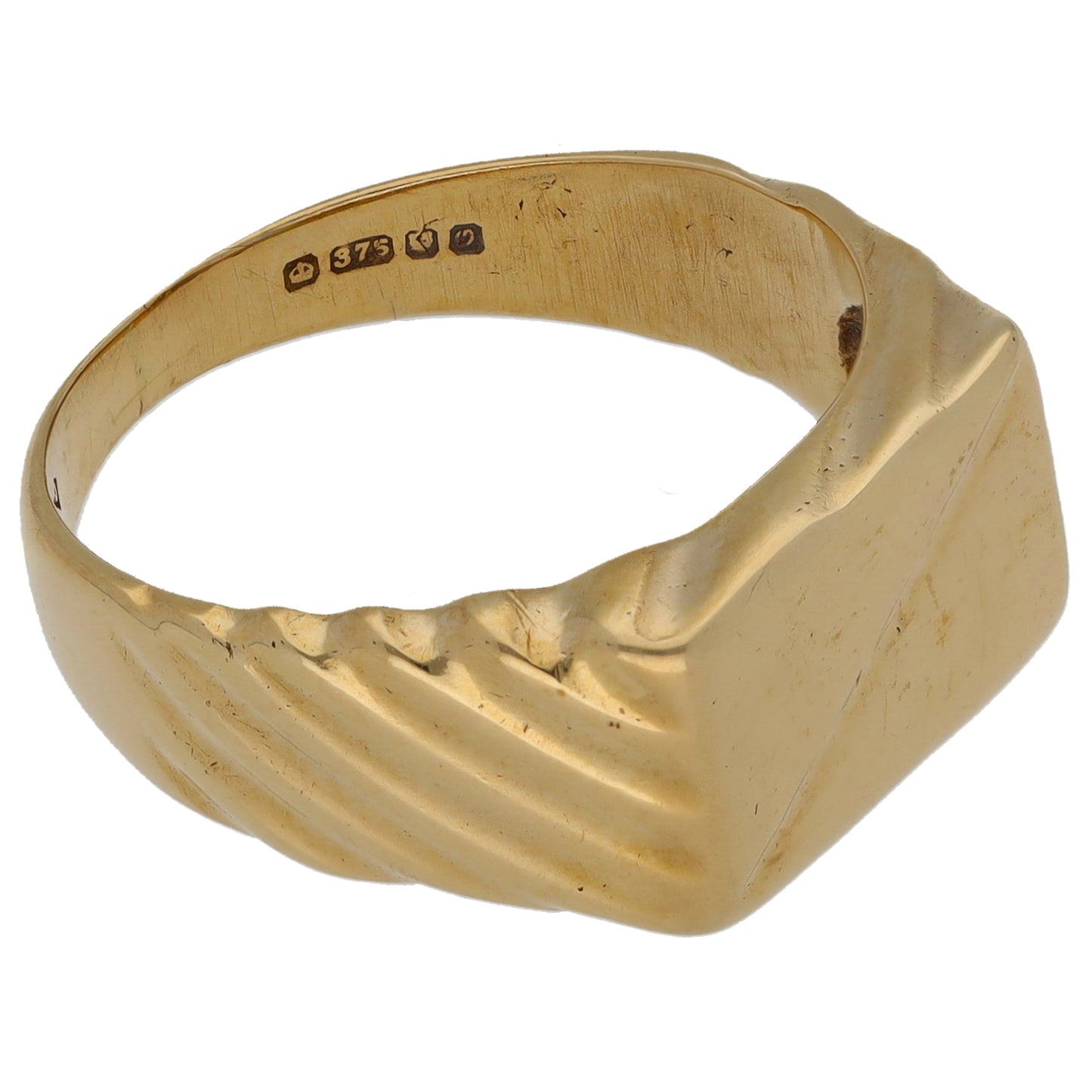 9ct Gold Patterned Signet Ring Size Q