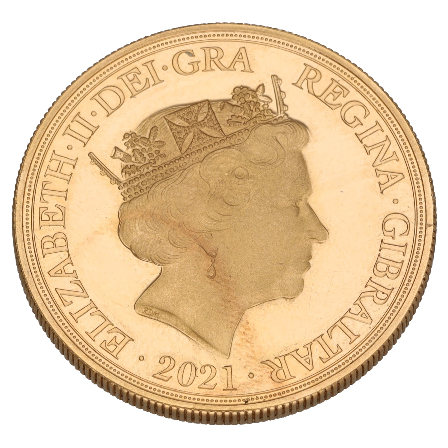 22ct Gold Queen Elizabeth II £5 Crown Gibraltar Coin 2021