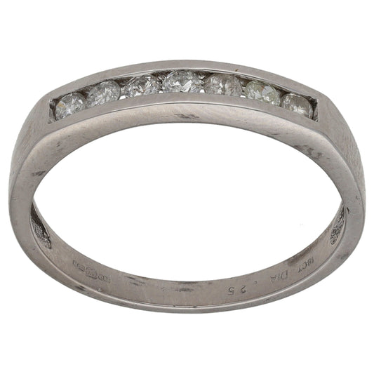 18ct White Gold 0.25ct Diamond Half Eternity Ring Size N