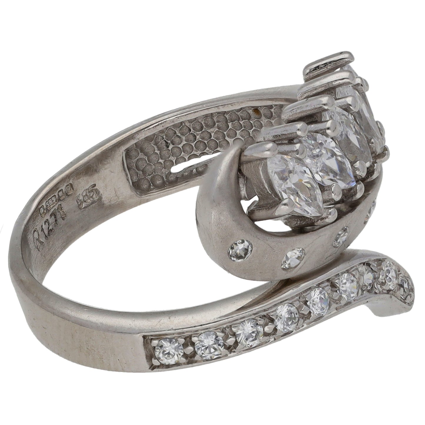 14ct White Gold Cubic Zirconia Cluster Ring Size M