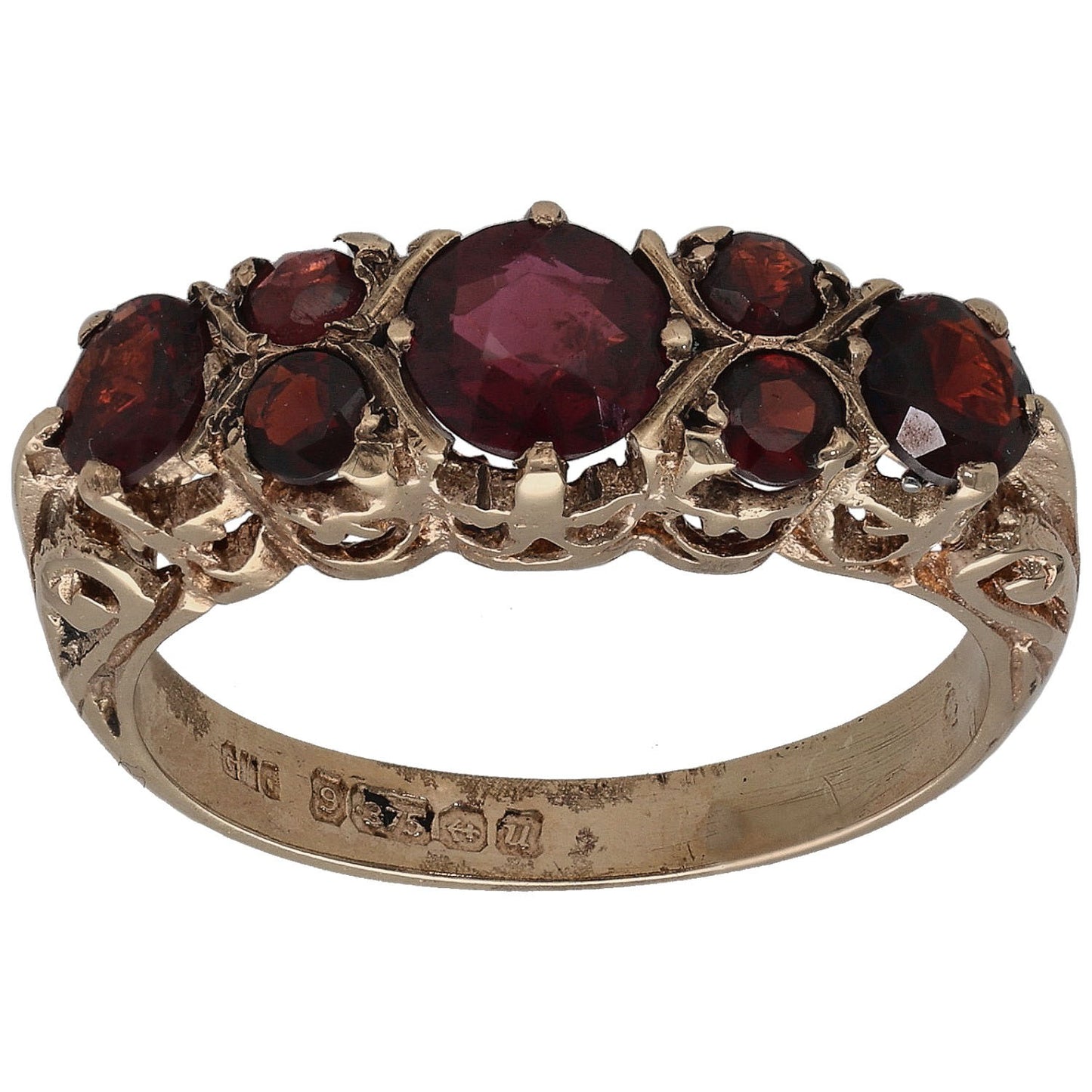 9ct Rose Gold Garnet Dress/Cocktail Ring Size M