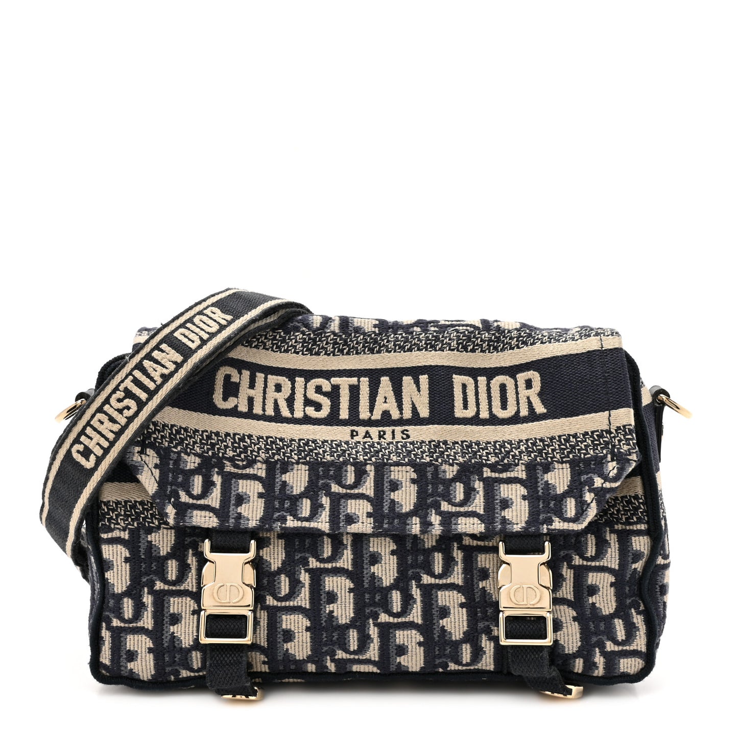 Christian Dior Oblique Medium Diorcamp Messenger Canvas Bag - Blue