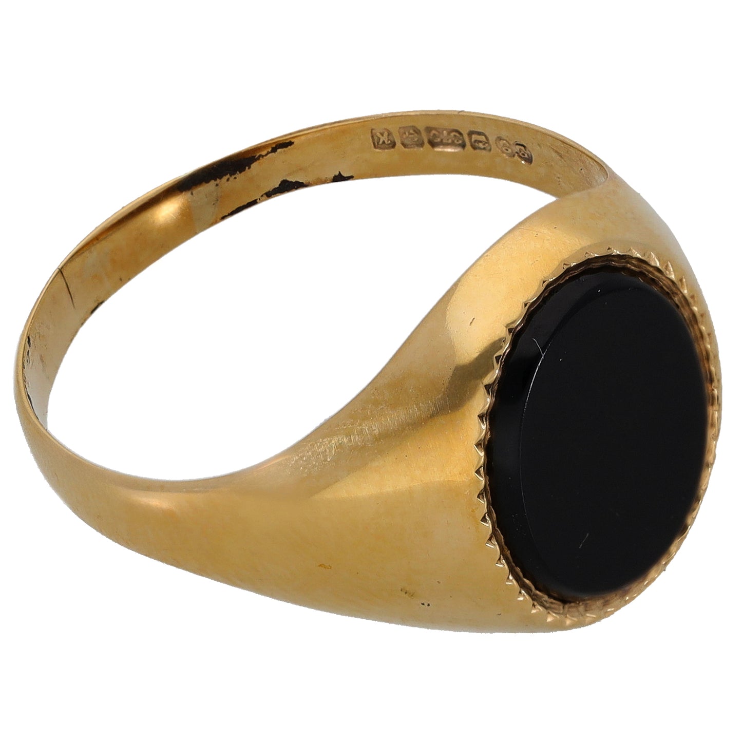 9ct Gold Onyx Single Stone Signet Ring Size V