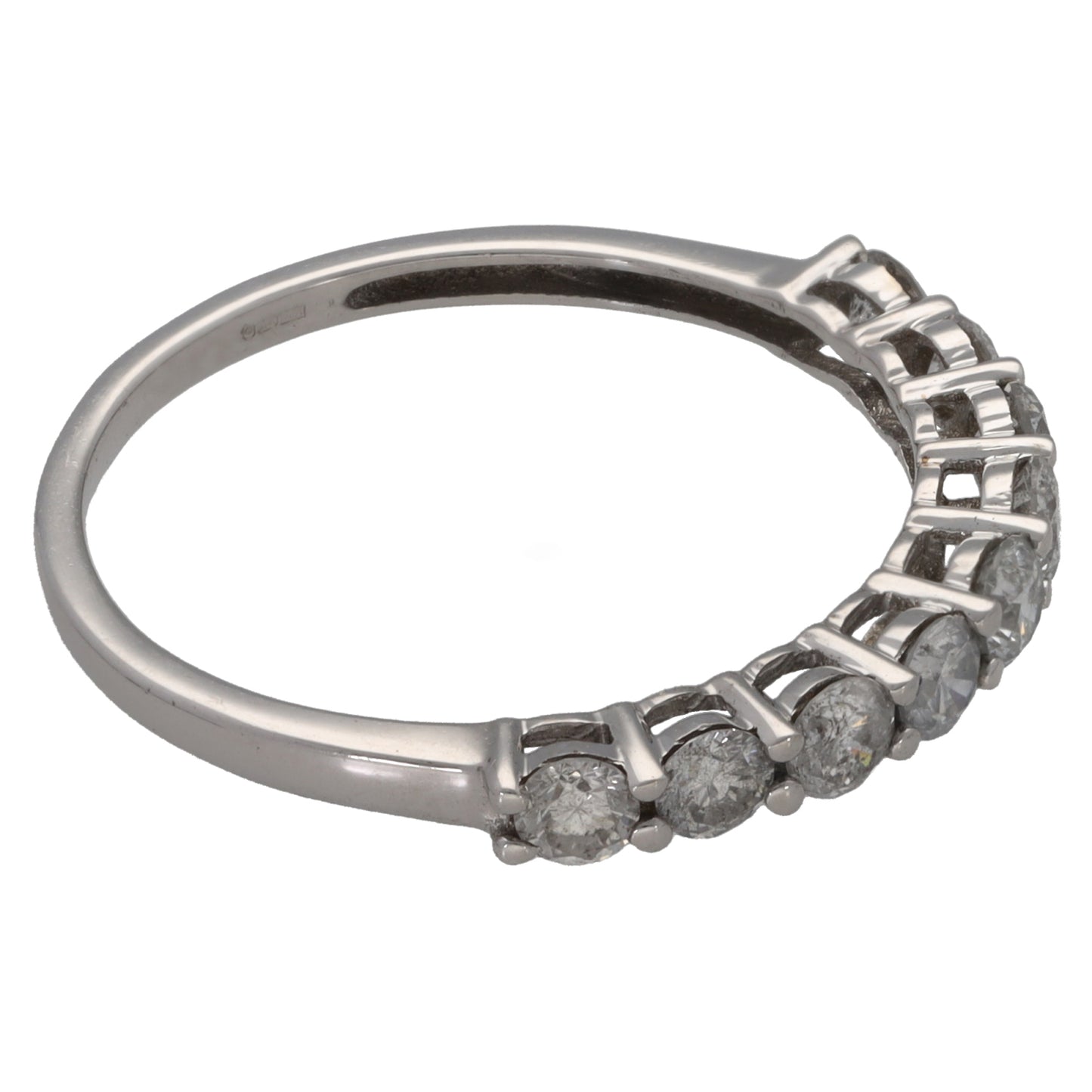 9ct White Gold 0.90ct Diamond Half Eternity Ring Size T