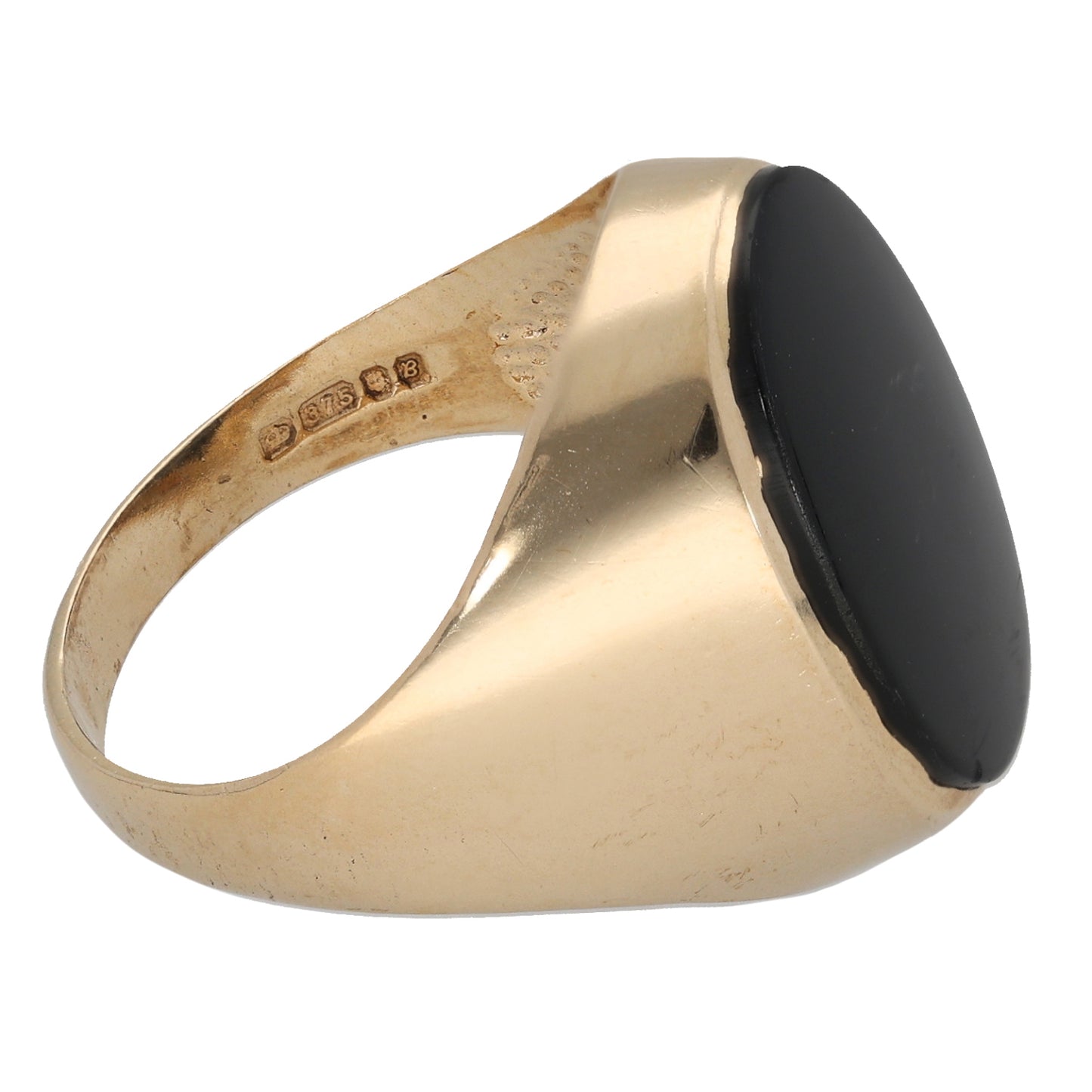 9ct Gold Onyx Single Stone Ring Size S