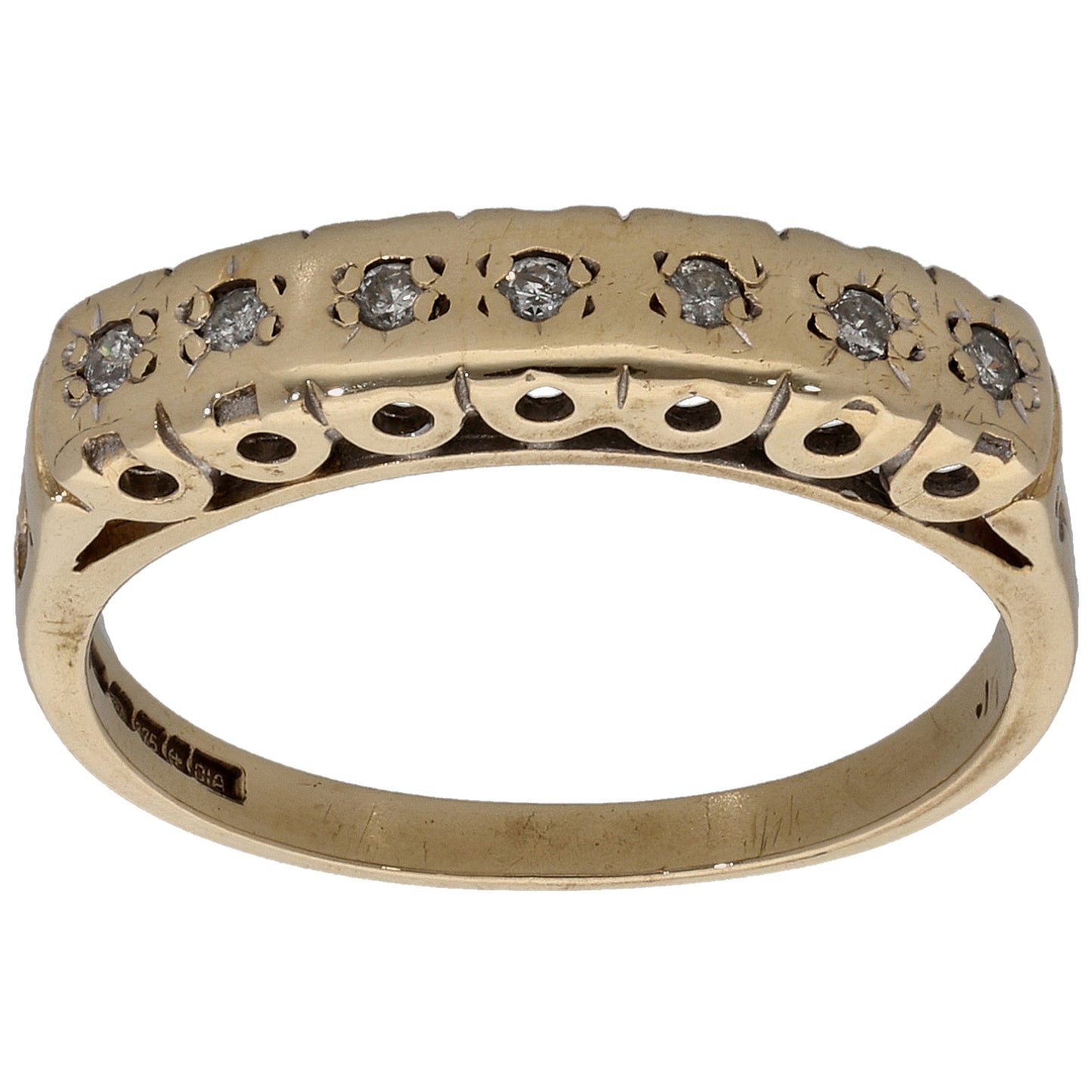 9ct Gold 0.10ct Diamond Half Eternity Ring Size N