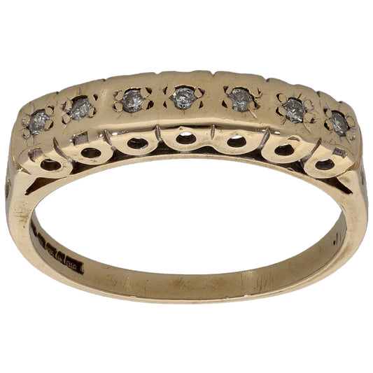 9ct Gold 0.10ct Diamond Half Eternity Ring Size N