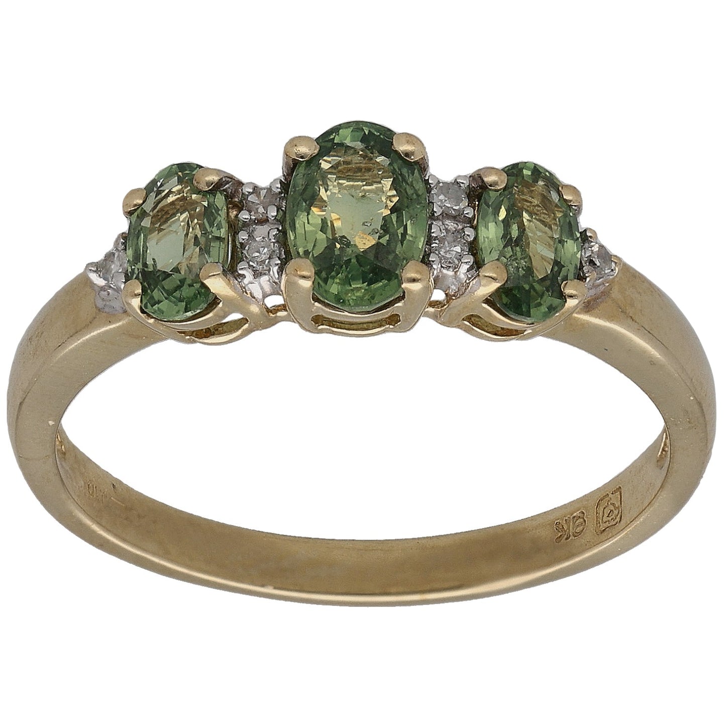 9ct Gold Sapphire & 0.03ct Diamond Dress/Cocktail Ring Size P