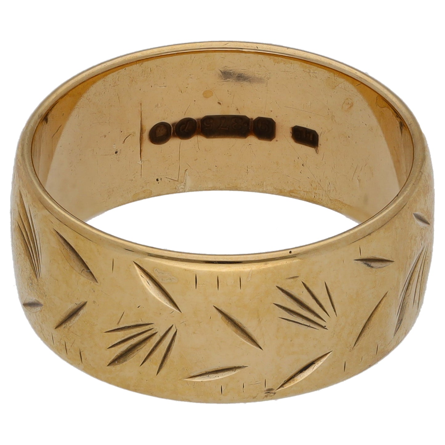 9ct Gold Patterned Wedding Ring Size N